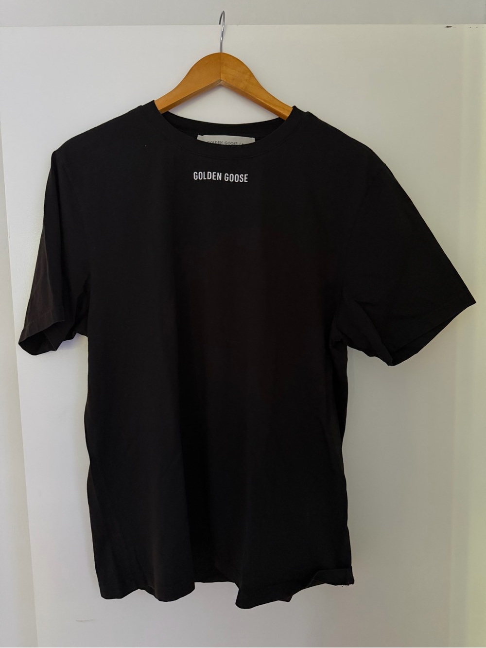 Golden Goose Black Crewneck T-Shirt with White Logo